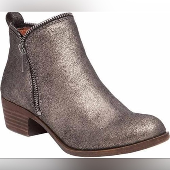 Lucky Brand Shoes - Lucky Brand Bartalino Pewter Suede Metallic Booties Size 6